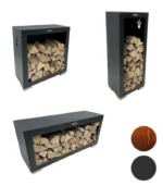 Rangement vertical en bois 119 x 54 x 39 cm, revêtement noir poudré - REMUNDI
